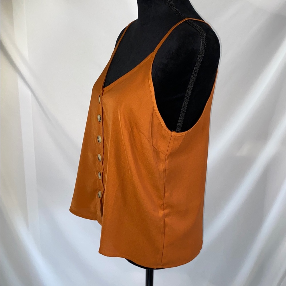Paper Crane Burnt Orange V-Neck Button Front Cami Tank Top Size Medium - Picture 5 of 8